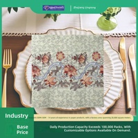 Serviettes carrées jetables, serviettes de fête, imprimés floraux sur le thème de l'été, décoratives, en bois, sans parfum, pour la restauration transfrontalière