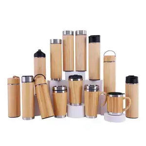 Eco-friendly Stainless Steel Bamboo Water Bottle Thermos Vacuum Bottle With Personalized Laser Engraved Logo