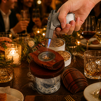 Nouveau Kit Fumeur à Cocktails en Forme de Baril en Bois avec Torche, Infuseur à Boissons en Verre, Fumeur à Whisky en Bois de Sapele, Cadeau pour Bar et Maison