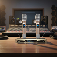 Microphone audio numérique léger à double canal à réduction de bruit UHF True Diversity ID-532 avec capteur infrarouge, portée de 100 m, volume
