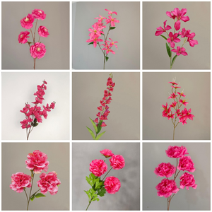 Fleurs artificielles pour mariage, roses rouges et roses, orchidées papillon, hortensias en soie pour bouquet de mariée, décoration de toile de fond pour événements - Product Image 2