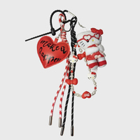 Joyson Brown Porte-clés et breloque de sac en peluche motif léopard, chat et mini lapin, cadeau pour femmes