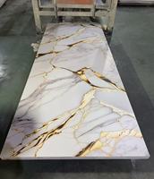 Panneau mural en PVC marbré moderne de 3 mm d'épaisseur, haute brillance, revêtement UV, imperméable, résistant à l'humidité, ignifuge, insonorisant, pierre artificielle