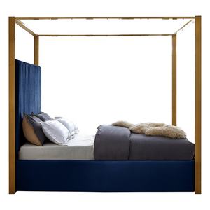 الفاخرة الذهب المعادن الخشب منجد سرير مغطى إطار الملكة حجم غرفة نوم الأثاث - Product Image 3