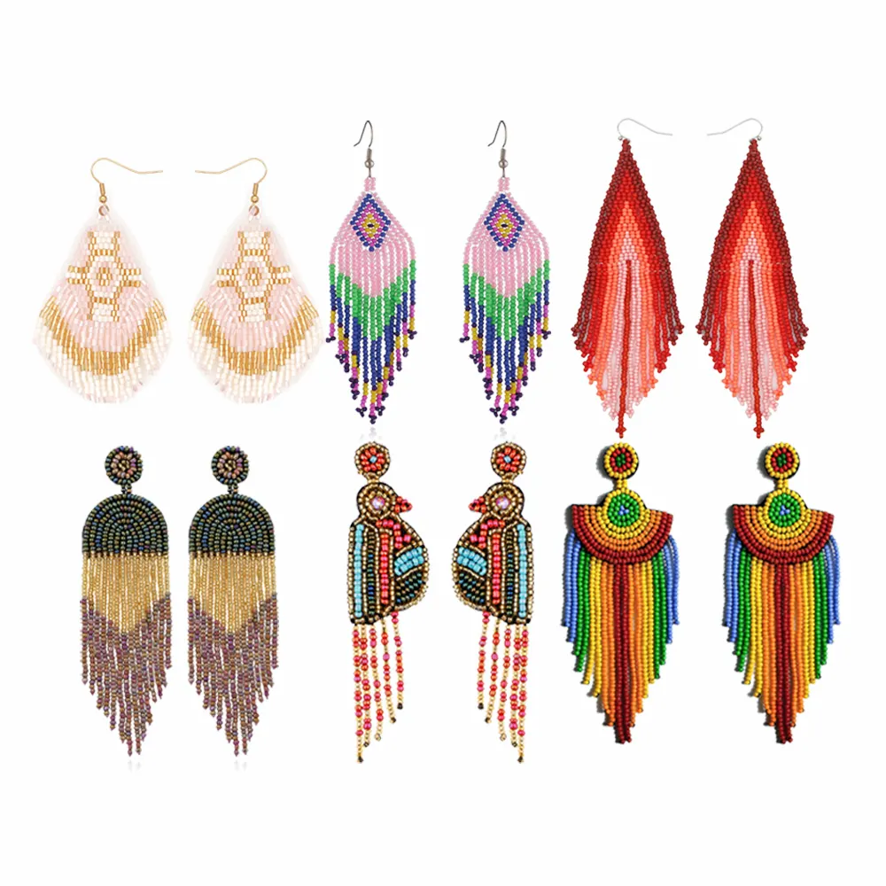 Women 20 Pairs/lots Mixed Wholesale Long Tassel Dangle Earrings Boho Jewelry 