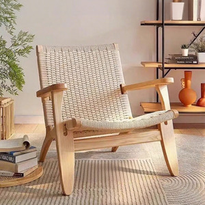 Chaise de restaurant moderne de luxe pour l'extérieur, mobilier de jardin, sièges en corde tressée, chaises de détente pour balcon - Product Image 1