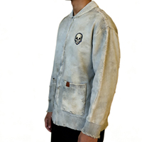 Veste en tricot zippée oversize côtelée vintage pour homme, style streetwear, avec poches, collection automne-hiver, vente en gros