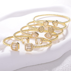 Модные браслеты-манжеты с открытым концом, женские аксессуары, позолота 18К, латунь, циркониевые кристаллы, Oro Laminado - Product Image 4