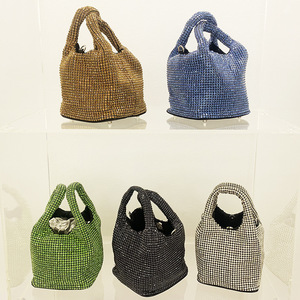 Latest New Arrival Women Rhinestones Bling <b>Small</b> Bucket Bag for Lady Fashion Crystal Evening Bag <b>Purse</b> with Chain Strap Shoulder - Product Image 4
