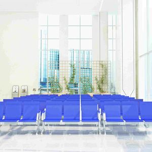 Sillas de espera Tenzo T30 en fila con pasamanos para uso público en aeropuertos, estaciones de tren y hospitales - Product Image 4