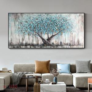 La migliore vendita di paesaggio moderno astratto tela da parete arte <span class=keywords><strong>albero</strong></span> blu con olio di fiori dipinto decorazione per la casa - Product Image 1