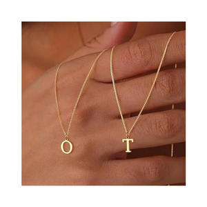 Fashion 18k Gold Plated Stainless Steel Shaped 26 <b>Initial</b> Letter Charm Pendant Necklaces Jewelry - Product Image 1