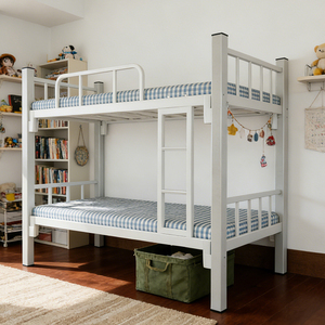 <span class=keywords><strong>Letti</strong></span> a Castello in Metallo a Due Piani con Estremità Chiusa, <span class=keywords><strong>Letti</strong></span> Doppi Alti e Bassi in Ferro Battuto, Strutture in Ferro Massiccio, Design Moderno, Misura Full, <span class=keywords><strong>Salvaspazio</strong></span> - Product Image 1