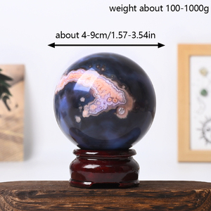 Wholesale Hand Polished <b>Crystal</b> Healing Stone Blue Flower Agate <b>Crystal</b> <b>Ball</b> Sphere for Decoration - Product Image 2
