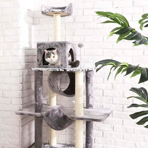 Manufacturer Wholesale <b>Wood</b> <b>Cat</b> <b>Tree</b> Grey Beige Brown Tower Condo - Product Image 5