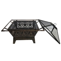 Brasero carré en acier robuste de 32 pouces, fabriqué directement par Garife, barbecue pliable d'extérieur, peinture haute température, montage facile