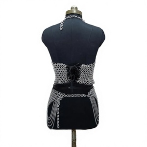 Silver Plated Metal <b>Chainmail</b> Armor Set Irregular Shape Fashion Welded Stainless Steel Costume - Product Image 4