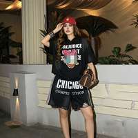 Ensemble décontracté d'été 2 pièces pour femme : T-shirt ample en toile unie à manches courtes et short longueur genou, séchage rapide et respirant (ODM)