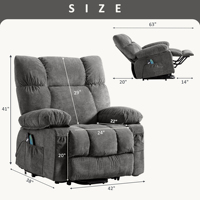 Fauteuil inclinable électrique VANBOW au design moderne avec fonctions de chauffage et de massage, tissu gris foncé, télécommande
