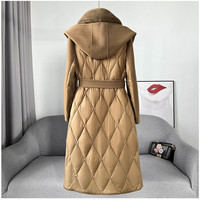 PUDI Damen Neue Wollmischung Winter Warme Lange Jacke mit Entendaunen-Futter Design-Mantel mit Nerzfellkragen CT2156