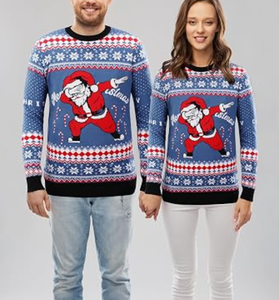 Pull de Noël moche pour <span class=keywords><strong>homme</strong></span> 100 % coton tricoté, personnalisé avec motif Père Noël et flocon de neige, à manches longues, pour fêtes de fin d'année, fabrication OEM - Product Image 3