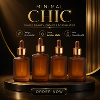 Flacons compte-gouttes carrés en verre ambré givré 30ml 50ml 100ml – Contenants vides pour sérum, huiles essentielles et cosmétiques