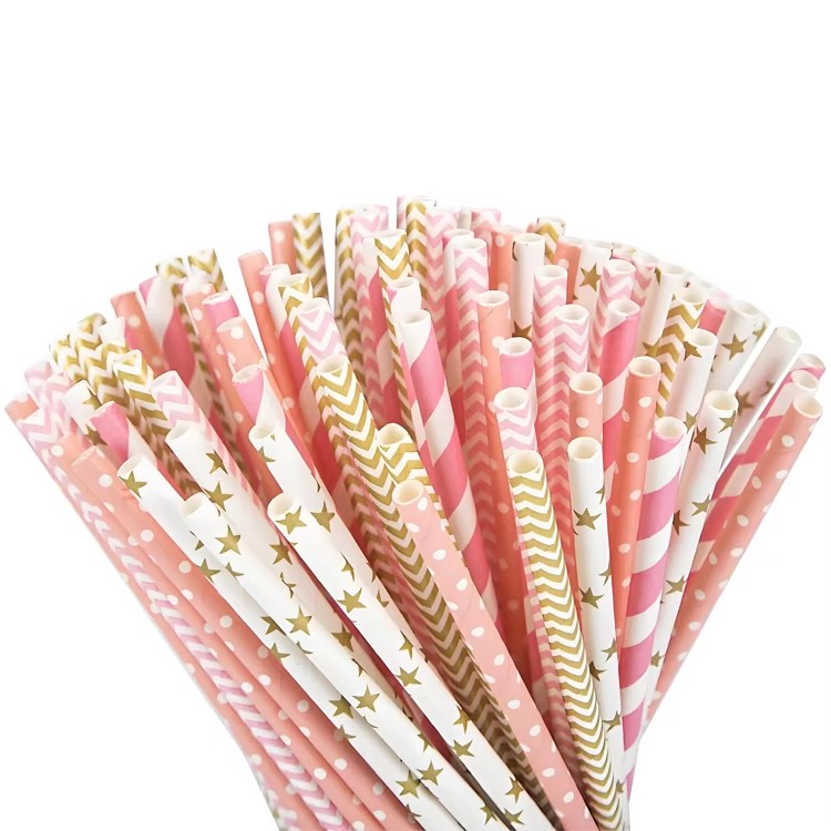 Custom-made Eco-Friendly Disposable Recyclable Threaded Paper Straws in Different Colors 6*197mm