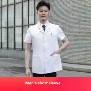 OEM Logo medico ospedaliero infermiere uniforme Unisex manica lunga bianca giacche <span class=keywords><strong>corte</strong></span> in cotone poliestere camice da laboratorio a <span class=keywords><strong>maniche</strong></span> <span class=keywords><strong>corte</strong></span> - Product Image 4