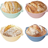 Lot de 4 paniers de levage pliables de 9 pouces pour pain au levain, en silicone antiadhésif, avec doubles poignées, sans BPA