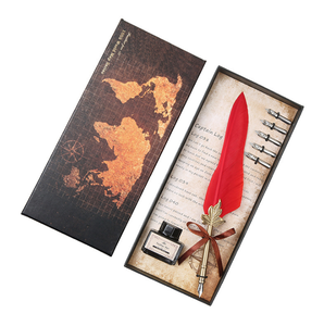 Set di Cancelleria Colorato per Calligrafia con Penna d'Oca a Immersione e 5 Pennini, Penna Stilografica per Regalo di Nozze con Logo Personalizzato - Product Image 4