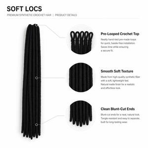 Extensiones <span class=keywords><strong>de</strong></span> Cabello Sintético Pre-enlazadas Tipo Faux Locs, <span class=keywords><strong>Trenzas</strong></span> <span class=keywords><strong>de</strong></span> Ganchillo Negras Sólidas Listas para Usar, Extensiones <span class=keywords><strong>de</strong></span> Cabello Tipo Dreadlock para Peinados Africanos - Product Image 4