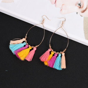 Water Drop Shape Tassel <b>Earrings</b> Zinc Alloy <b>Gold</b> Plated Bohemia Style Women's Party Fashion <b>Dangle</b> <b>Earrings</b> - Product Image 2