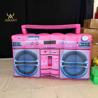 Ballon publicitaire gonflable DJ Radio rose thème rétro pour fête disco avec lumière LED intégrée, nouveau style