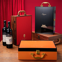 Boîte d'emballage rectangulaire haut de gamme personnalisée en bois avec logo estampé à chaud et sérigraphié pour deux bouteilles de vin rouge – Vente en gros