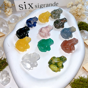 Figuras de Piedras Preciosas Naturales Mixtas de 3CM, Mini Tallados de Ranas de Cristal para Decoración, Regalos <span class=keywords><strong>y</strong></span> Manualidades - Product Image 1