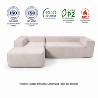 Sofa Kain Modern Persegi, Sofa Sudut Modular Terkompresi untuk Pengiriman Mudah, Furnitur Proyek OEM Hotel untuk Pengadaan Global