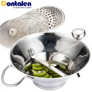 Dontalen Kitchen Appliance Food Vegetable Potato Masher Stainless Steel Food Mill with Interchangeable Filter