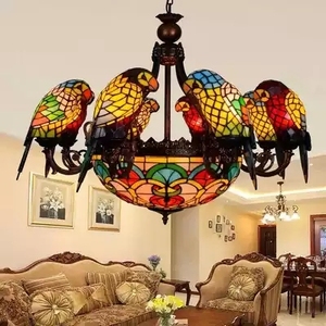 Vente directe en usine, lustres et lampes LED traditionnels, éclairage suspendu, <span class=keywords><strong>lustre</strong></span> <span class=keywords><strong>perroquet</strong></span> en vitrail - Product Image 3