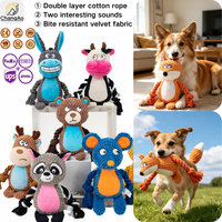 Jouets écologiques pour chiens : Jouet à tirer en peluche renard couineur avec corde en coton double couche, pour le nettoyage des dents et anti-ennui, grand format, accessoires pour animaux de compagnie