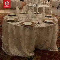 Tela de encaje de ganchillo africano para boda, manteles de lino bordados, color blanco champán, para mesa, para boda