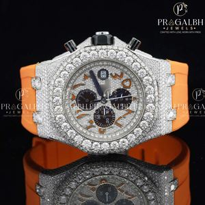 นาฬิกาข้อมือเพชรโมอิสสีส้มเข็มขัดโครโนกราฟ - Product Image 2