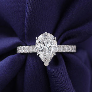 แหวนเพชรทรงลูกแพร์ D VVS มอยส์ซาไนต์ ทองคำแท้ 18k 14k 10k เครื่องประดับแฟชั่น แหวนแต่งงาน แหวนหมั้น ทำมือ ของขวัญวันครบรอบสำหรับผู้หญิง - Product Image 3