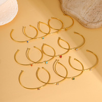 Bracelet Gaovo Unique Designer avec Pierre de Naissance, Incrusté de Zircons Colorés, Plaqué Or, en Acier Inoxydable, Bijou Minimaliste Tendance pour Femme