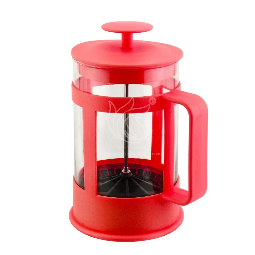 Vendita calda pressa per caffè e macchina per il tè tazza singola bottiglia di vetro di plastica rossa caffettiera con pressa francese fare caffè Gourmet