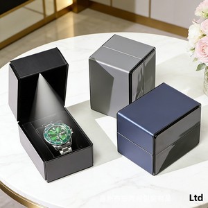 Caja de Regalo Rectangular de Alta Gama para Relojes Unisex, con Espejo LED y Cinturón de Cuero PU Cepillado, Modelo <span class=keywords><strong>AMB</strong></span> - Product Image 4