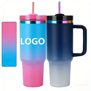 Nouvelle gourde isotherme en acier inoxydable plaqué or de 40 oz avec logo personnalisé, pour le voyage, le camping, le sport, avec couvercle et poignée - Product Image 1