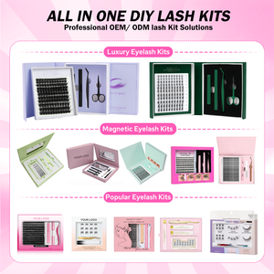 Precio de fábrica, logotipo personalizado, pestañas postizas de doble capa hechas a <span class=keywords><strong>mano</strong></span> con banda ancha en forma de D de 8-16 mm, kit de pestañas DIY con segmentos magnéticos en caja. - Product Image 2