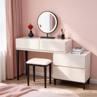 Coiffeuse moderne éclairée, réglable et extensible, à 6 tiroirs, en bois massif écologique, pour chambre et salon, avec miroir
