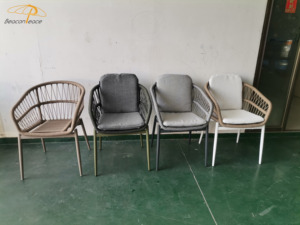 <span class=keywords><strong>Chaise</strong></span> de jardin moderne en corde <span class=keywords><strong>tressée</strong></span> pour l'<span class=keywords><strong>extérieur</strong></span>, mobilier de restaurant et café, chaises de salle à manger d'<span class=keywords><strong>extérieur</strong></span> avec cadre en aluminium et coussin - Product Image 4