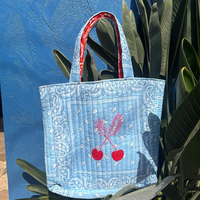 Sac fourre-tout matelassé, sac à main bandana à motif cachemire, sac à bandoulière brodé de perles, sac de shopping pour femme avec motif cerise, champignon et cactus
